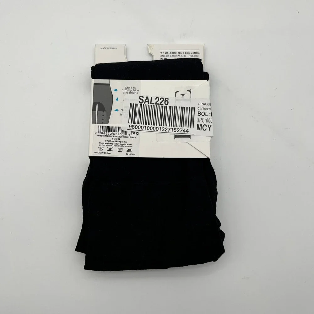 HUE Tights Womens Size 2 Black Opaque Shaper Tights 9081 Non-Control Top Perfit